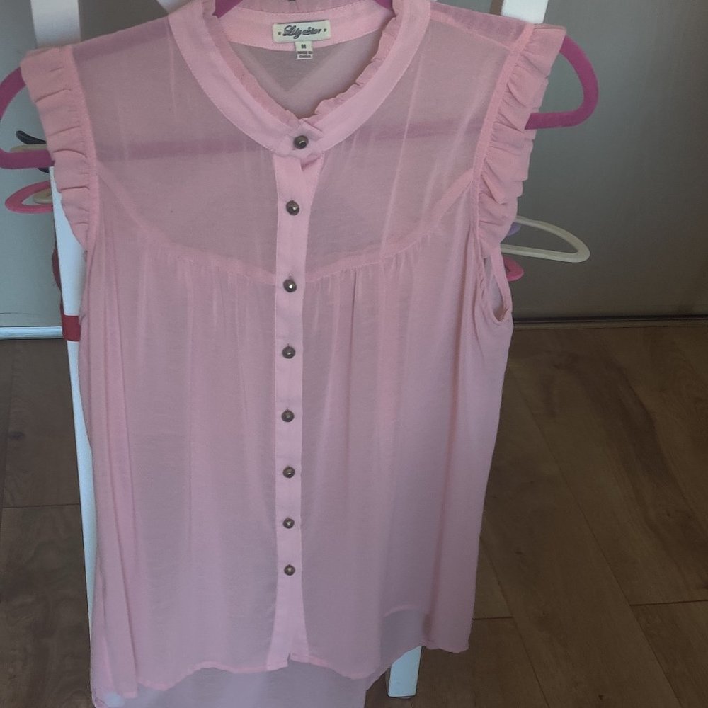 Pink see through blouse